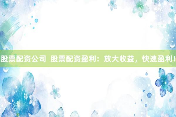 股票配资公司  股票配资盈利：放大收益，快速盈利！