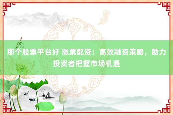 那个股票平台好 涨票配资：高效融资策略，助力投资者把握市场机遇