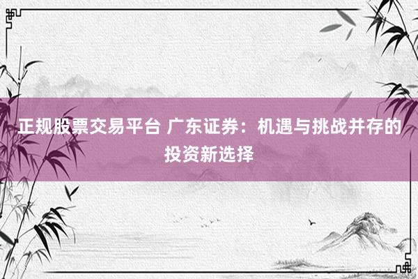 正规股票交易平台 广东证券：机遇与挑战并存的投资新选择