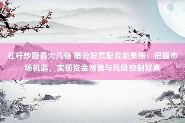 杠杆炒股最大几倍 临汾股票配资新策略：把握市场机遇，实现资金增值与风险控制双赢