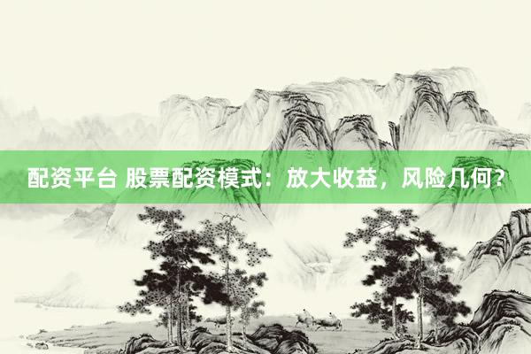 配资平台 股票配资模式：放大收益，风险几何？