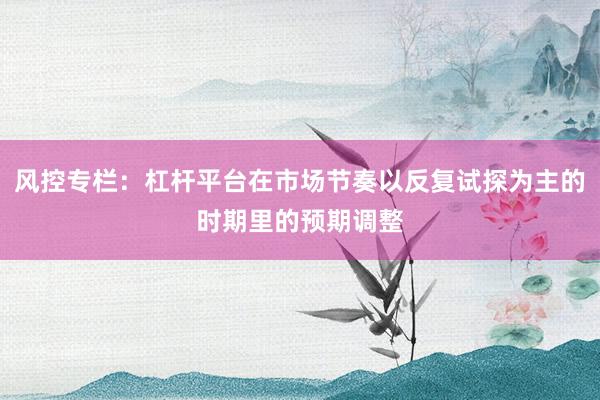 风控专栏:杠杆平台在市场节奏以反复试探为主的时期里的预期调整