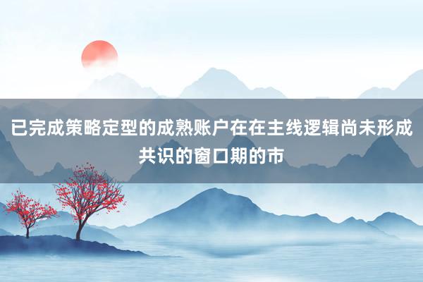 已完成策略定型的成熟账户在在主线逻辑尚未形成共识的窗口期的市