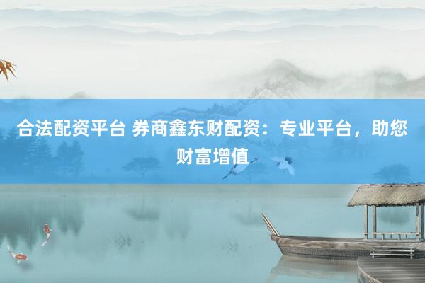 合法配资平台 券商鑫东财配资:专业平台,助您财富增值