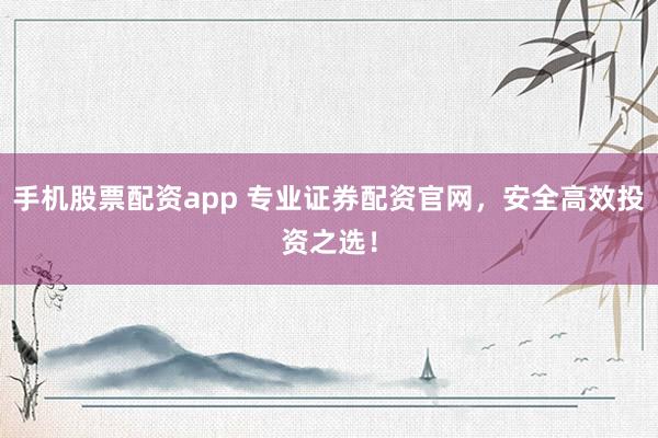 手机股票配资app 专业证券配资官网,安全高效投资之选!